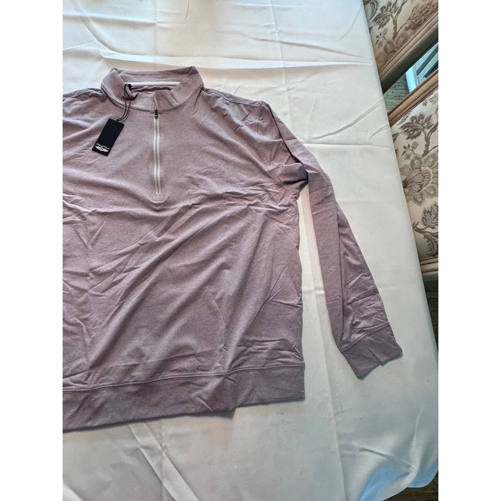 Straight Down Ballard Quarter Zip Pullover Mens 2XL Mauve Heather Golf 60473 MLB